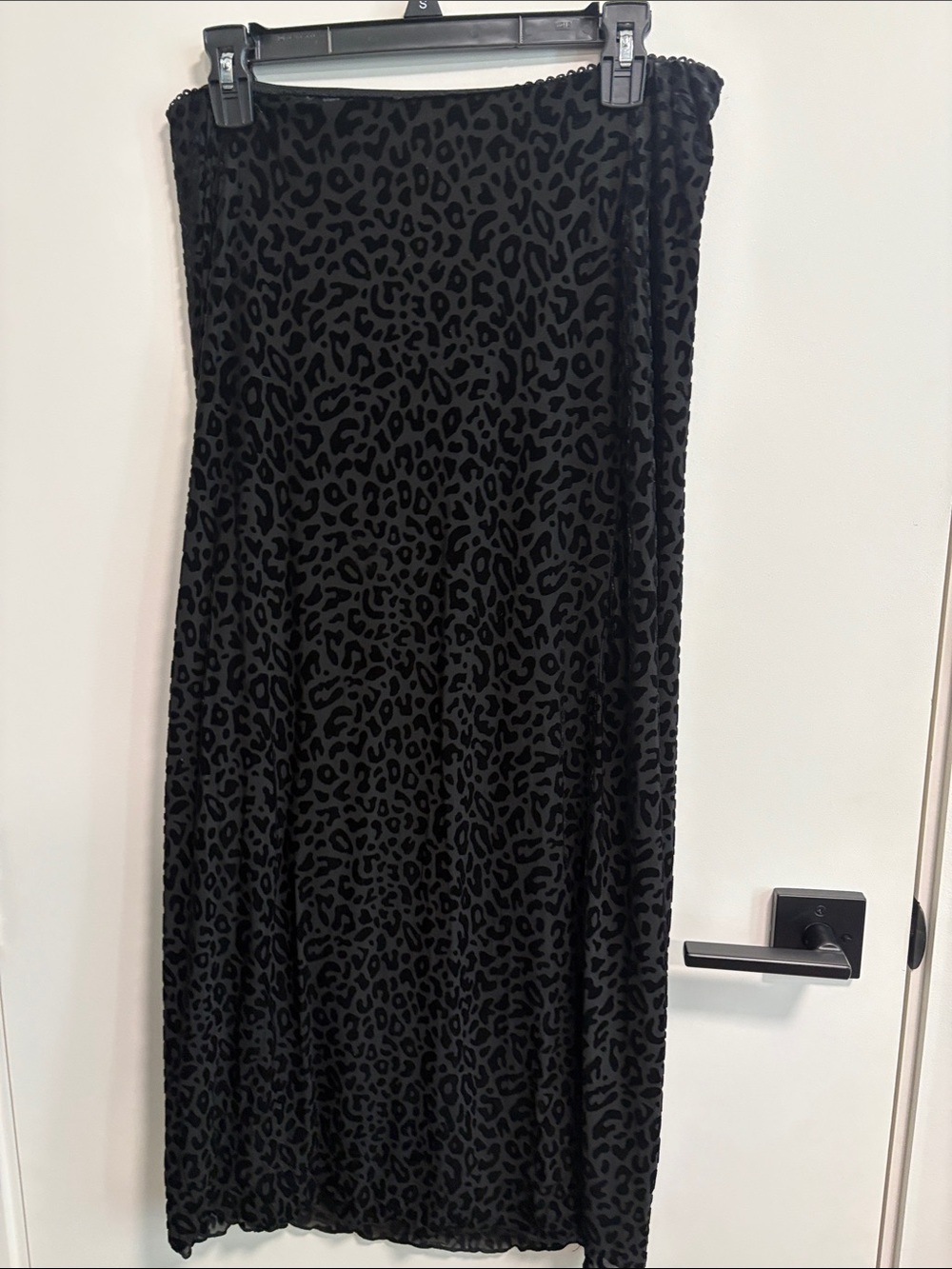 Black Leopard-Print Velvet Maxi Skirt - Women